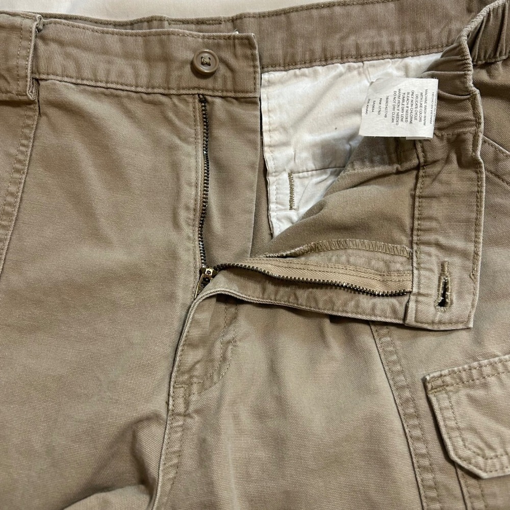 Savane Mens Khaki Tan Cotton Canvas Cargo Shorts Size 38 Elastic Waist Outdoor - Picture 6 of 9